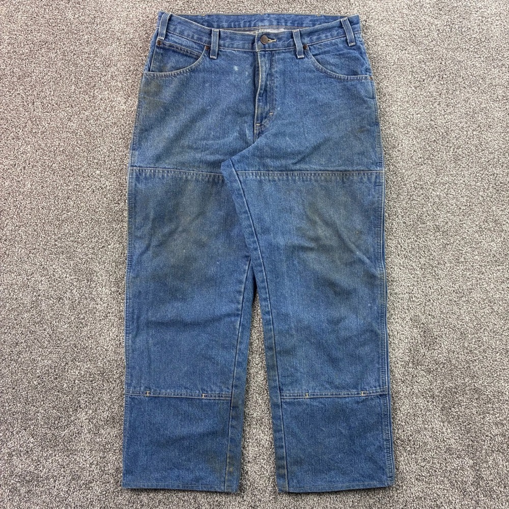 Vintage Dickies Double Knee Carpenter Jeans Mens 32x32 Blue Denim Loose Work